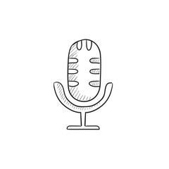Retro microphone sketch icon.