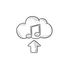 Upload music sketch icon.