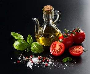 Olive oil, tomatoes and spices.
