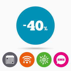 40 percent discount sign icon. Sale symbol.