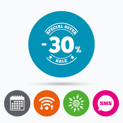 30 percent discount sign icon. Sale symbol.