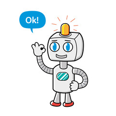 Fototapeta premium Robot character showing ok sign gesture.