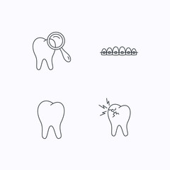 Tooth, dental braces and toothache icons.