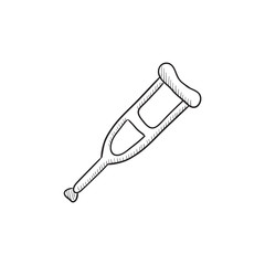 Crutch sketch icon.