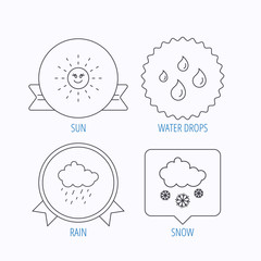Weather, sun and rain icons. Snow.