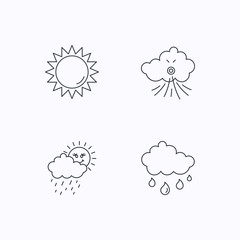 Weather, sun and wind icons.