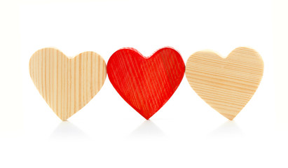 Wooden hearts isolated on white