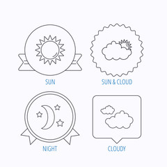 Weather, sun and cloudy icons.