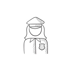 Policewoman sketch icon.