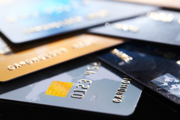 Credit cards, close up