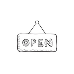 Open sign sketch icon.