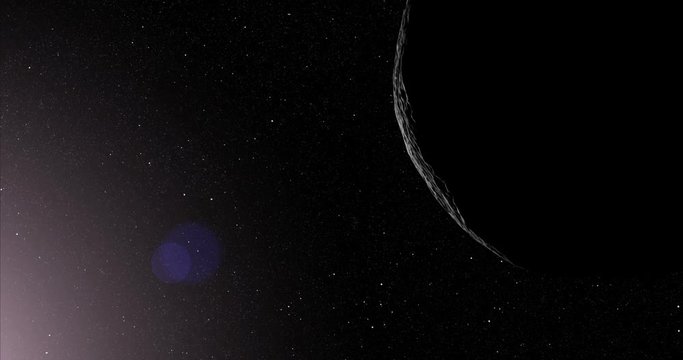 A slightly off-camera sun illuminates a crescent of Vesta's surface. Data: NASA/JPL.