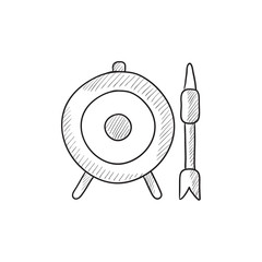 Target board and arrow sketch icon.