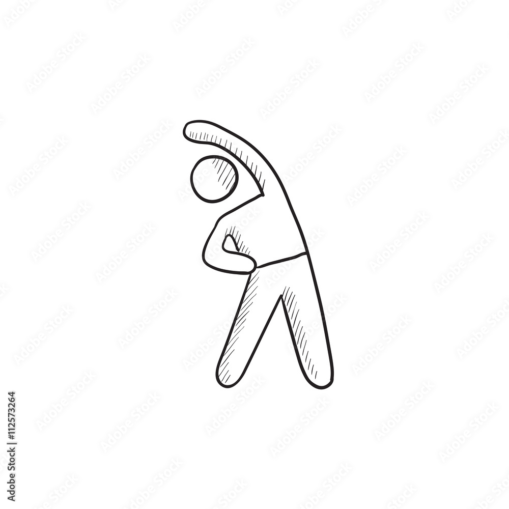 Poster man making exercises sketch icon.