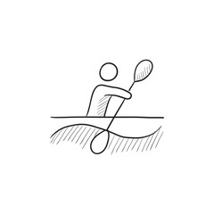 Man kayaking sketch icon.