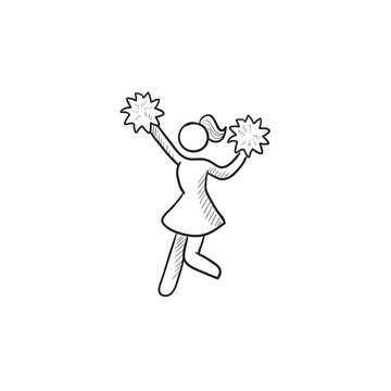 Cheerleader sketch icon.