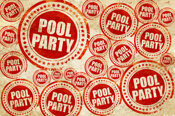 pool party, red stamp on a grunge paper texture