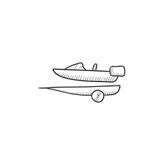 Boat on trailer for transportation sketch icon.