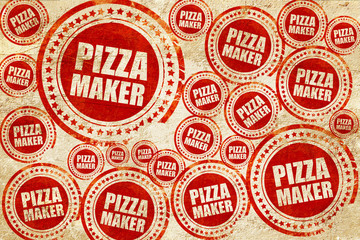 pizza maker, red stamp on a grunge paper texture