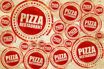 pizza restaurant, red stamp on a grunge paper texture
