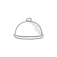 Restaurant cloche sketch icon.