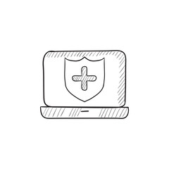 Computer security sketch icon.