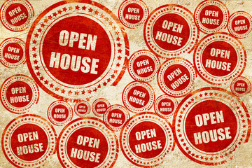Obraz premium Open house sign, red stamp on a grunge paper texture