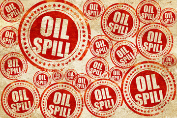 Obraz premium oil spill, red stamp on a grunge paper texture