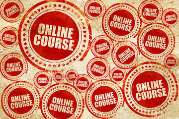 online course, red stamp on a grunge paper texture