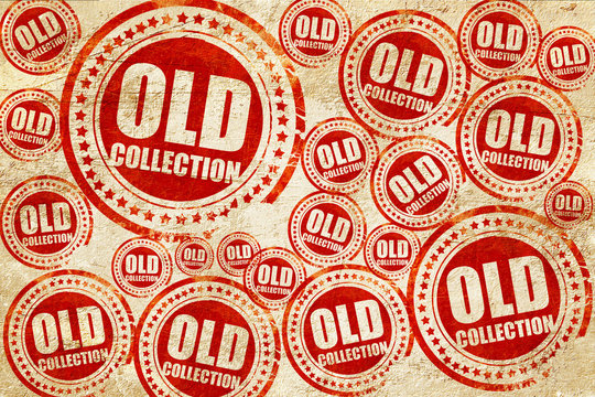 old collection, red stamp on a grunge paper texture