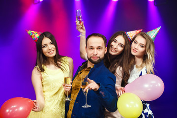 party, holidays, celebration, nightlife and people concept - smi