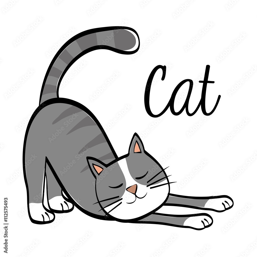 Poster cat design. animal concept. flat illustration , vector