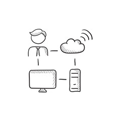 Cloud computing sketch icon.