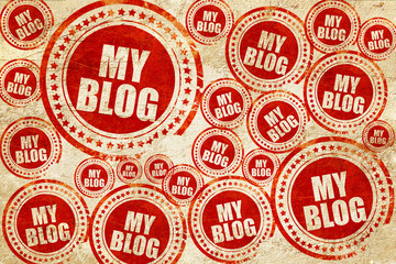 my blog, red stamp on a grunge paper texture