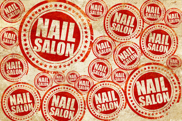 nail salon, red stamp on a grunge paper texture