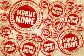 Obraz premium mobile home, red stamp on a grunge paper texture