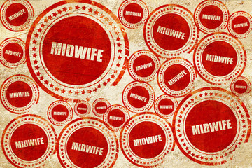 Obraz premium midwife, red stamp on a grunge paper texture