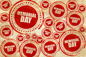 memorial day, red stamp on a grunge paper texture