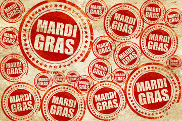 Mardi Gras, red stamp on a grunge paper texture