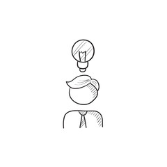 Businessman with idea sketch icon.