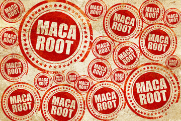 maca root, red stamp on a grunge paper texture