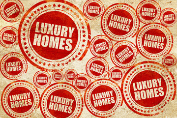 Fototapeta na wymiar luxury homes, red stamp on a grunge paper texture