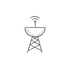 Radar satellite dish sketch icon.