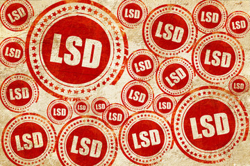 lsd, red stamp on a grunge paper texture