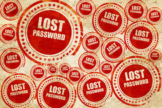lost password, red stamp on a grunge paper texture