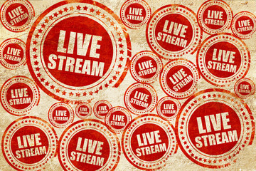 live stream, red stamp on a grunge paper texture