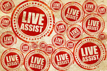 live assist, red stamp on a grunge paper texture