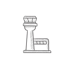 Flight control tower sketch icon.