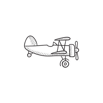 Biplane Style Vintage Airplane Ink Drawing Clipart Ready for - Etsy UK