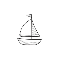 Sailboat sketch icon.